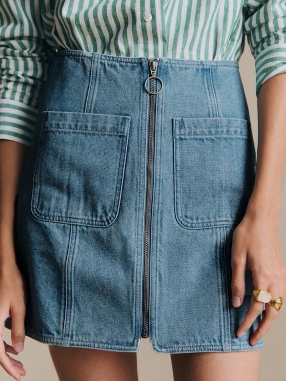 Sézane Denim Fox Mini Skirt